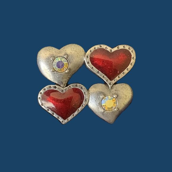 AJMC Jewelry - Vintage AJMC Heart Brooch Silver Hardware Highly Collectible EUC